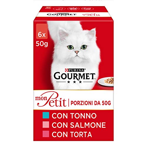 Purina Gourmet Mon Petit Umido Gatto con Tonno, Salmone e Trota 48 Buste da 50g Ciascuna (8 Packs of 6 x 50g) von Gourmet