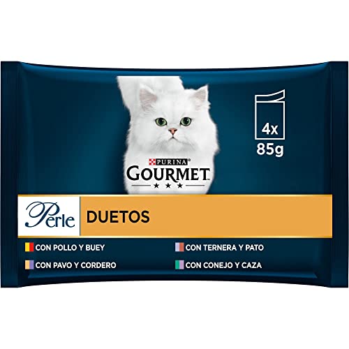 Gourmet Purina Perle Duetten, Nassfutter für Katzen mit feinem Fleisch, 12 Packungen mit 4 Beuteln, 85 g - 48 von Gourmet