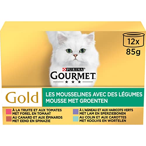 Purina Gourmet Ptée für Katzen Gemüse, Fleisch und Fisch, 12 x 85g (8er Pack) von Gourmet