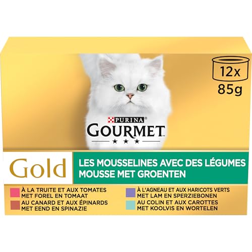 Purina Gourmet Ptée für Katzen Gemüse, Fleisch und Fisch, 12 x 85g (8er Pack) von Gourmet