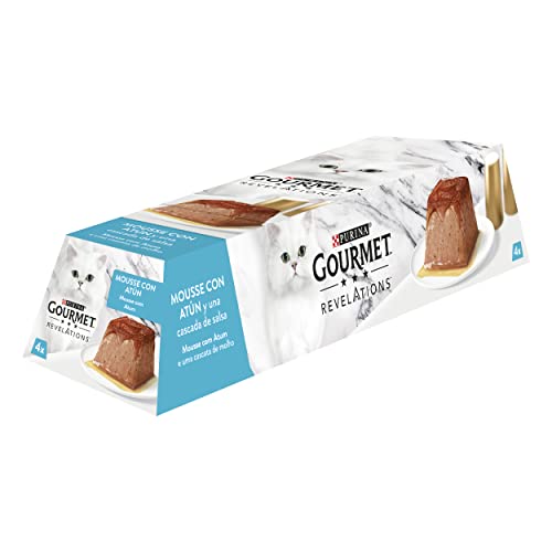 Gourmet Purina Revelations Mousse mit Sauce, Nassfutter für Katzen Thunfisch, 6 Packungen mit 4 Pyramiden, 57 g – 24 Stück von Gourmet