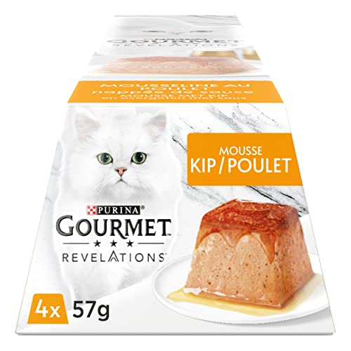 Gourmet Purina Revelations Musselin mit Huhn mit Sauce – 4 x 57 g – Portionen Mahlzeit für ausgewachsene Katzen von Gourmet