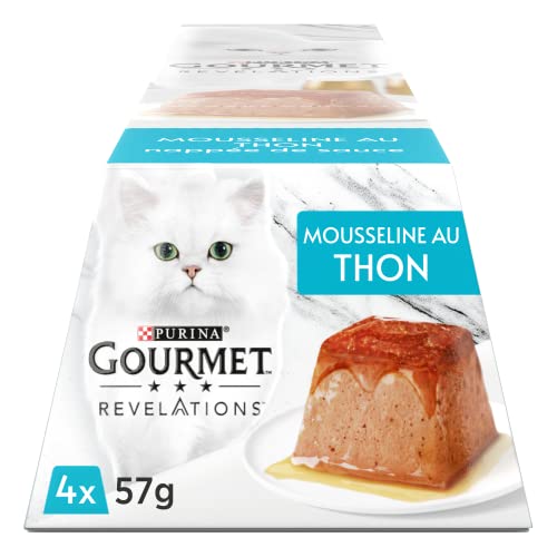 Gourmet Revelations Musselin mit Thunfischsauce – 4 x 57 g – Mahlzeitenportionen für ausgewachsene Katzen – 6 Stück Gourmet Revelations Musselin mit Thunfischsauce – 4 x 57 g – Mahlzeitenportionen für ausgewachsene Katzen – 6 Stück von Gourmet