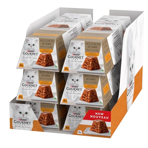 Gourmet Revelations Nassfutter für Erwachsene Katzen, Gelée Leckerbissen mit Huhn, 24 Packungen à 57 g von Gourmet