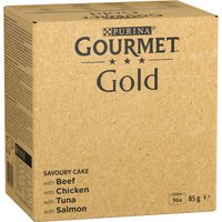 Jumbopack Gourmet Gold Raffiniertes Ragout 96 x 85 g - Mix (Rind, Huhn, Thunfisch, Lachs) von Gourmet