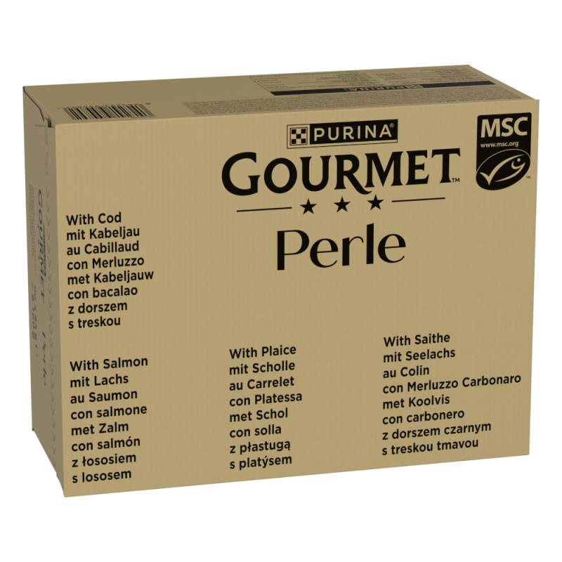 Jumbopack Gourmet Perle 96 x 85 g - Zarte Stückchen aus dem Meer in Sauce (4 Sorten) von Gourmet