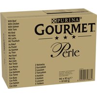 Jumbopack Gourmet Perle 96 x 85 g - Rind, Huhn, Lachs, Thunfisch in Sauce von Gourmet