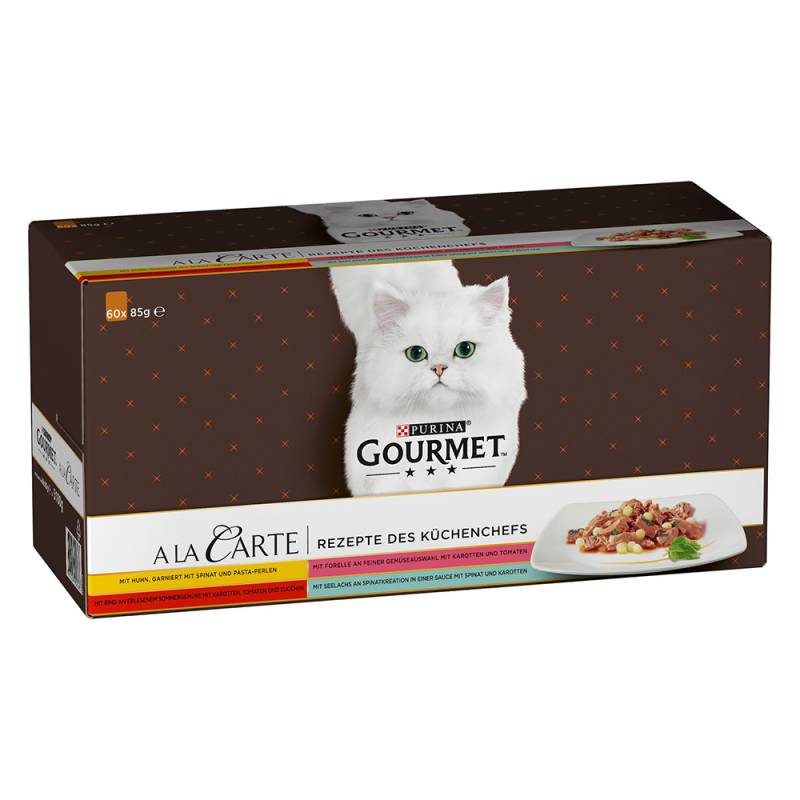 Megapack Purina GOURMET A la Carte 60 x 85 g  - Rezepte des Küchenchefs: Huhn, Rind, Forelle, Seelachs von Gourmet