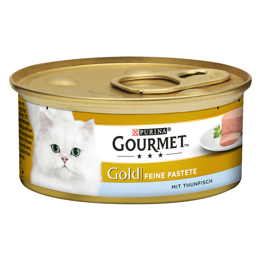 Mixpaket Gourmet Gold Feine Pastete 48 x 85 g - Mix 1 (Huhn, Rind, Thunfisch, Truthahn) von Gourmet