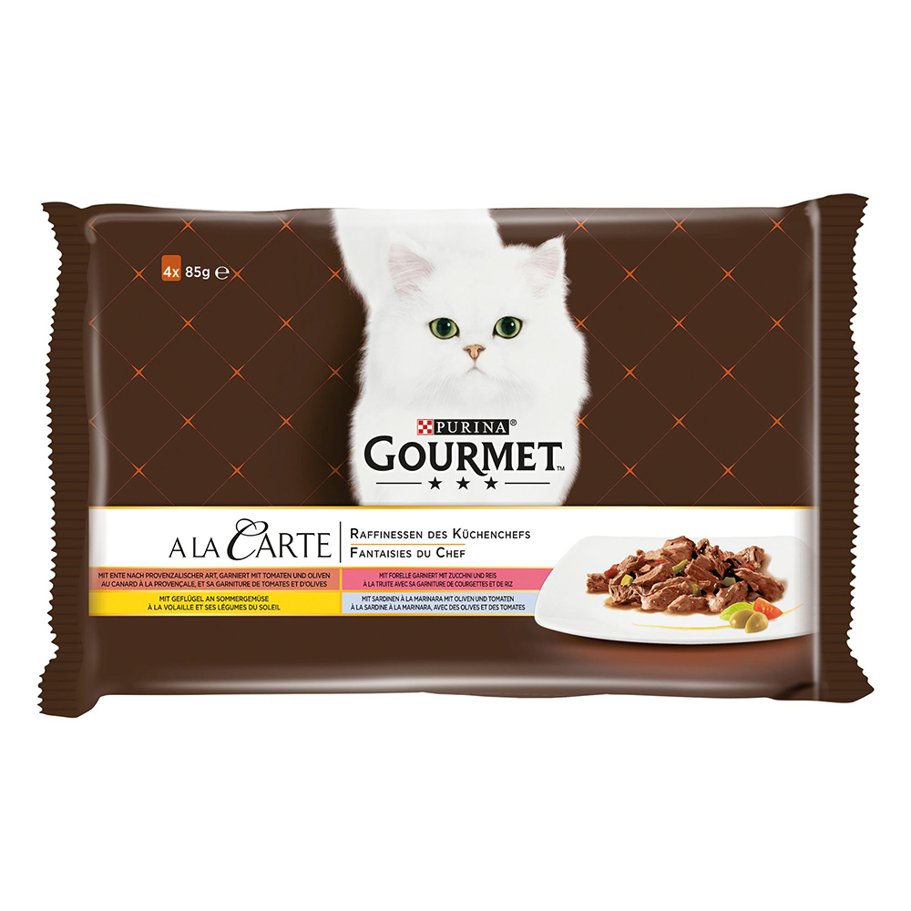 Multipack - Gourmet A la Carte 4 x 85 g - Ente, Geflügel, Sardine, Forelle Multipack - Gourmet A la Carte 4 x 85 g - Ente, Geflügel, Sardine, Forelle von Gourmet