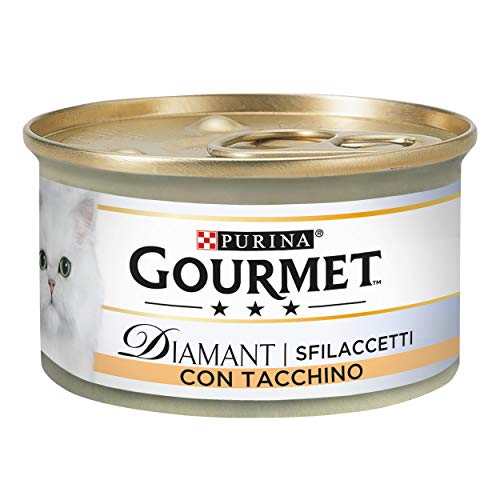 PURINA GOURMET DIAMANT Feuchtigkeit Katzen-Filacchetti mit aromatischem Prühstück, 24 Dosen à 85 g (Packungsgröße: 24 x 85 g) von Gourmet