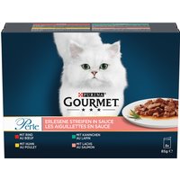 Probierpaket Gourmet Perle 8 x 85 g - Mix (Rind, Huhn, Kaninchen & Lachs) von Gourmet