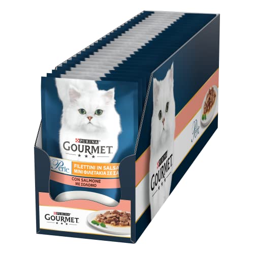 Purina Gourmet Filettini-Perlen in Sauce, Nassfutter für Katzen mit Lachs, 26 Beutel à 85 g von Gourmet