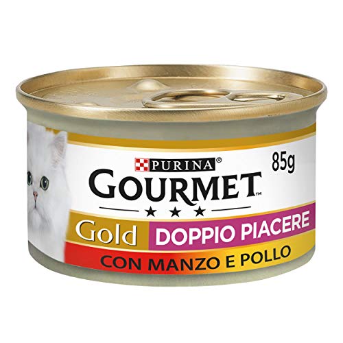 Purina Gourmet Gold Doppeltes Vergnügen feucht Katze Rindfleisch und Huhn, 24 Dosen à 85 g von Gourmet