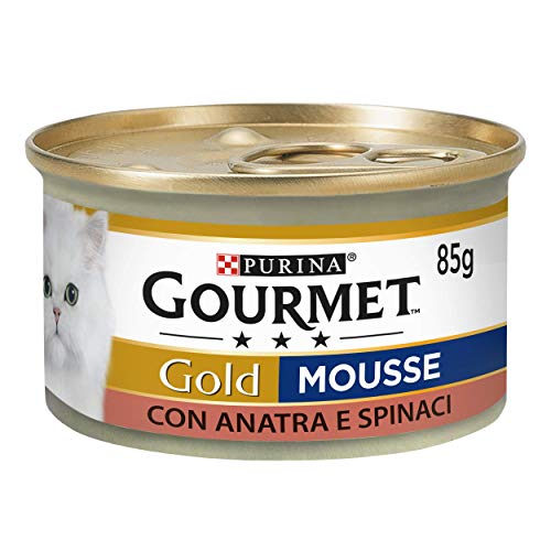 Purina Gourmet Gold Mousse Feuchtigkeit Katze mit Ente und Spinat, 24 Dosen à 85 g von Gourmet