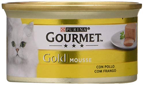 Purina Gourmet Gold Mousse Nassfutter für Katzen mit Huhn, 24 Dosen à 85 g von Gourmet
