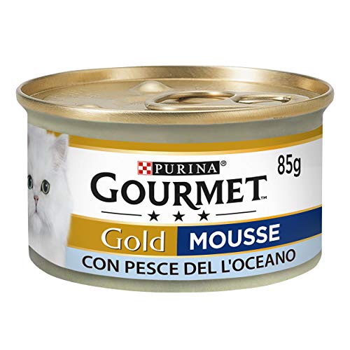Purina Gourmet Gold Nasses Katzenfutter Mousse mit Ozeanfischen 24 Dosen á 85g, Dose 24 x 85g von Gourmet