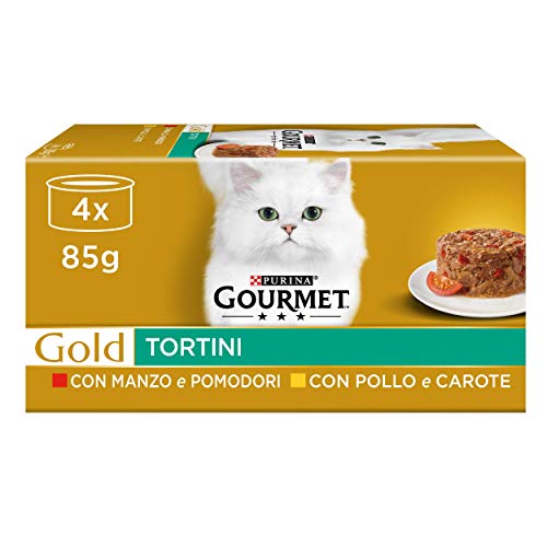 Purina Gourmet Gold Pastetchen feucht Katze Huhn und Karotten, Rindfleisch und Tomaten, 48 Dosen à 85 g von Gourmet