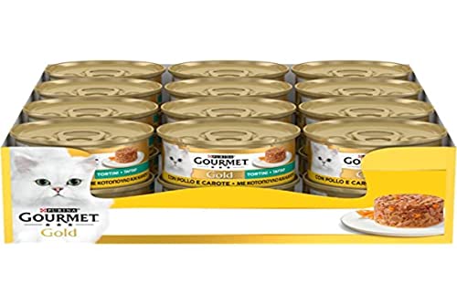 Purina Gourmet Gold Pastetchen mit Gemüse feucht Katzen mit Huhn und Karotten, 24 Dosen à 85 g von Gourmet