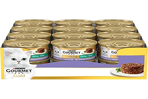 Purina Gourmet Gold Pastetchen mit feuchtem Gemüse, Katzen mit Lamm und grünen Bohnen, 24 Dosen à 85 g von Gourmet