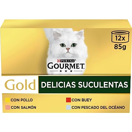 Purina Gourmet Gold Sukkulenten Nassfutter für Katzen, Sortiert, 12 Dosen à 85 g von Gourmet
