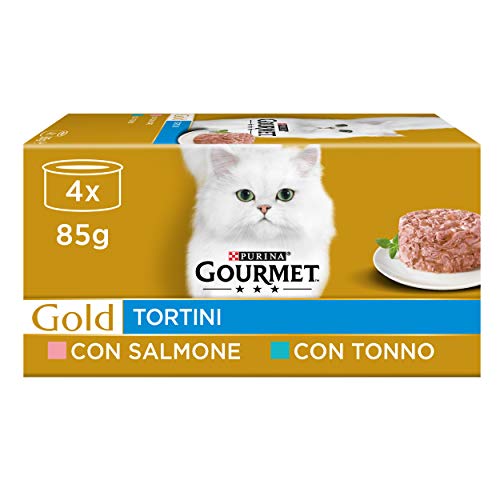 Purina Gourmet Gold Terrines Nassfutter für Katzen mit Lachs und Thunfisch, 48 Dosen à 85 g von Gourmet