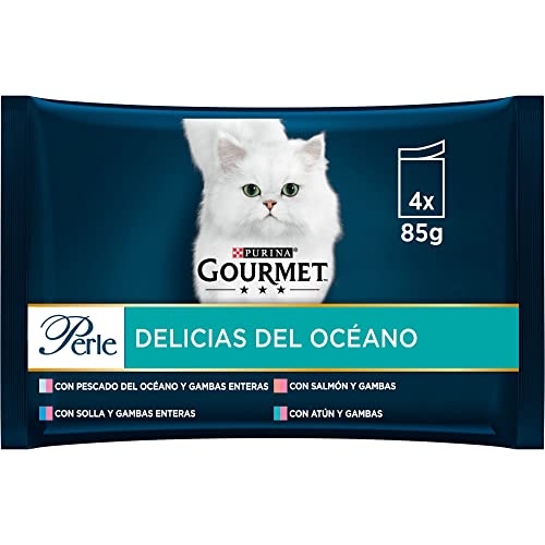 GOURMET Perle Meeresleckereien, Nassfutter für ausgewachsene Katzen, Stückchen in Soße, Sortiment aus Meeresfisch und ganzen Garnelen, Lachs und Thunfisch, 12 Packungen mit 4 Beuteln à 85 g (48 Beutel GOURMET Perle Meeresleckereien, Nassfutter für ausgewachsene Katzen, Stückchen in Soße, Sortiment aus Meeresfisch und ganzen Garnelen, Lachs und Thunfisch, 12 Packungen mit 4 Beuteln à 85 g (48 Beutel von Gourmet