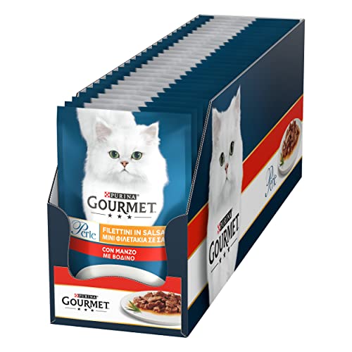 Purina Gourmet Perlen in Sauce Nassfutter für Katzen mit Rind, 26 Beutel à 85 g von Gourmet