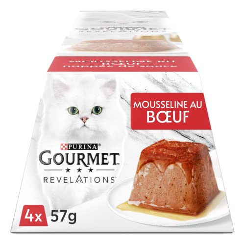 Purina Gourmet Revelations Musselin mit Rind mit Sauce – 4 x 57 g – Portionen für Erwachsene Katzen von Gourmet