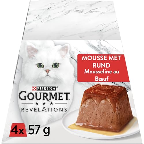 Purina Gourmet Revelations Musselin mit Rind mit Sauce – 4 x 57 g – Portionen für Erwachsene Katzen von Gourmet