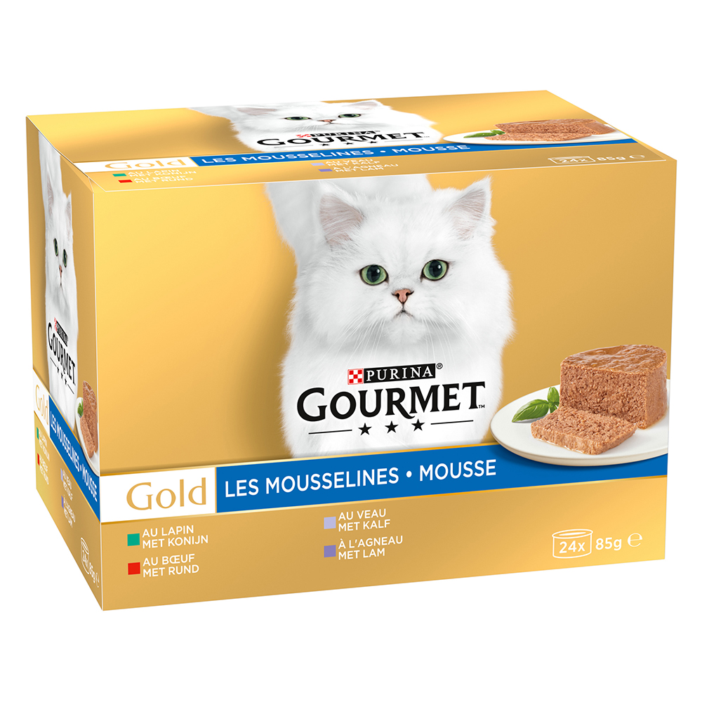 Sparpaket Gourmet Gold Feine Pastete 24 x 85 g - Mixpaket Fleisch (Kaninchen, Kalb, Rind, Lamm) Sparpaket Gourmet Gold Feine Pastete 24 x 85 g - Mixpaket Fleisch (Kaninchen, Kalb, Rind, Lamm) von Gourmet