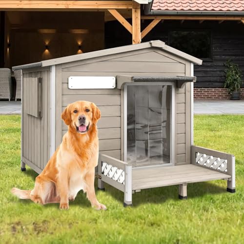 Gowoodhut Hundehütte aus Holz für drinnen und draußen, wetterfest, kaufester Eisenrahmen, abnehmbarer Boden und verstellbares Fenster für kleine, mittelgroße und große Hunde, 104,1 cm L × 88,9 cm B × Gowoodhut Hundehütte aus Holz für drinnen und draußen, wetterfest, kaufester Eisenrahmen, abnehmbarer Boden und verstellbares Fenster für kleine, mittelgroße und große Hunde, 104,1 cm L × 88,9 cm B × von Gowoodhut