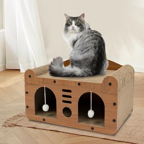 Katzenhöhle 2 Schicht Katzenbetten bis 12.5KG 56×30×30cm Katzenhaus mit 2 Plüschbälle Katzenvilla zum Schlafen Verstecken Spielen Katzenhöhle 2 Schicht Katzenbetten bis 12.5KG 56×30×30cm Katzenhaus mit 2 Plüschbälle Katzenvilla zum Schlafen Verstecken Spielen von Gqouur