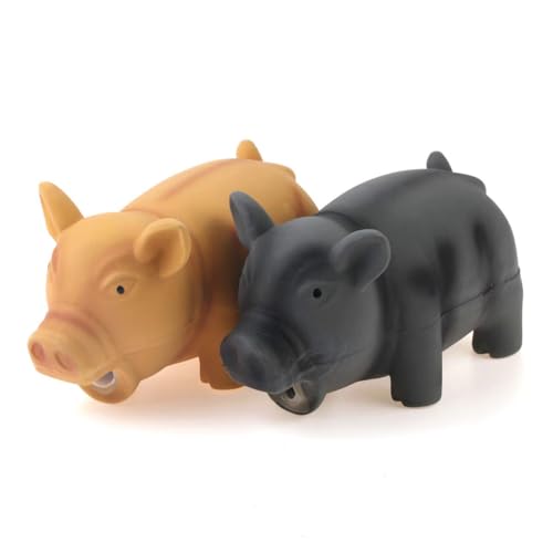 2 Stück 16,5 cm Quitschende Hundespielzeug Latex Schwein GRUNTING Tier Sound Welpen Kauen Interaktives Spiel für Medium Hunde von Graceever