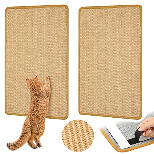 Graciadeco 2 Sisal Teppich Katzen Kratzbrett Wand, 60 x 40cm Kratzmatte Katze Natürlich Katzenkratzbretter, Katzenteppich Sisalmatte Kratzecke für Katzen von Graciadeco