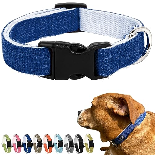Pawsitive Hanf Hundehalsband - Hundehalsband Blau, Tolles Hundehalsband für Empfindliche Haut, Weiches Halsband für Hunde, Weiches Hundehalsband (Klein, Blau) von Gracie To The Rescue