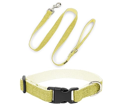 Pawsitive Hanf Hundehalsband - Hypoallergenes Hundehalsband, Tolles Hundehalsband für Empfindliche Haut, Weiches Halsband für Hunde, Weiches Bio-Hundehalsband Umweltfreundlich (X-Large, Gelb Set) von Gracie To The Rescue