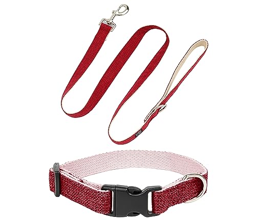 Pawsitive Hanf Hundehalsband - Hypoallergenes Hundehalsband, Tolles Hundehalsband für Empfindliche Haut, Weiches Halsband für Hunde, Weiches Bio-Hundehalsband Umweltfreundlich (X-Large, Rotes Set) von Gracie To The Rescue