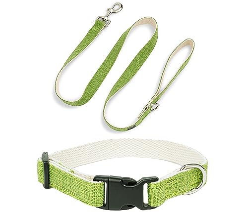 Pawsitive Hanf Hundehalsband - Hypoallergenes Hundehalsband, Tolles Hundehalsband für empfindliche Haut, Weiches Halsband für Hunde, Weiches Bio-Hundehalsband Umweltfreundlich (X-Large, Grünes Set) von Gracie To The Rescue