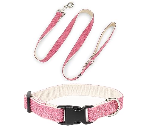 Pawsitive Hanf Hundehalsband - Hypoallergenes Hundehalsband, Tolles Hundehalsband für empfindliche Haut, Weiches Halsband für Hunde, Weiches Bio-Hundehalsband Umweltfreundlich (X-Large, Pink Set) von Gracie To The Rescue