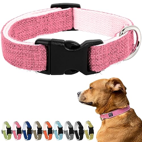Pawsitive Hundehalsband - Weiches Hypoallergenes Rosa Halsband für Große Hunde - Umweltfreundlicher Naturstoff - Natürliches Hundehalsband (Groß, Rosa) von Gracie To The Rescue