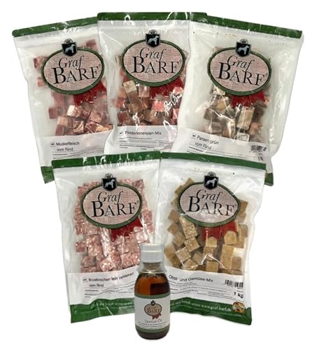 Graf Barf Vorteilspaket vom Rind (5xMuskelfleisch, 2xPansen grün, 1xInnereien-Mix, 1xBrustknochen fein zerkl., 1xObst-&Gemüse-Mix, 1xSpezial Öl)-10kg von Graf BARF