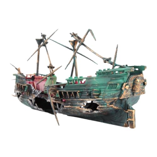 Gralara Aquarium Dekoration Miniatur versunkenes Schiff für Unterwasserlandschaft, Schatz von Gralara