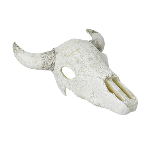 Gralara Aquariumdekoration, Reptilien -Versteck, Skelettheim, Figuren Reptilienbehörde Dekor Fischschildkröte Versteck für Höhlenlandschaft, Weißes Ochsenhorn von Gralara