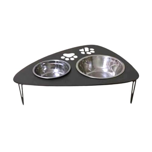 Gralara Erhöhte Hunde Schalen Katzenschale Haustierfutter aus Edelstahl Wasserschalen mit Ständer, Katzenklauenmuster von Gralara