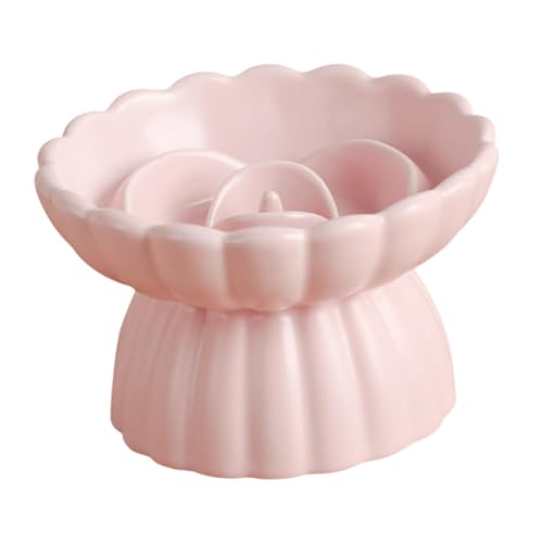 Gralara Erhöhter Katzenbogen langsamer Feeder Snack Bowl langsames Futtermittel für Kaninchen Welpe, Rosa von Gralara