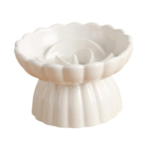 Gralara Erhöhter Katzenbogen langsamer Feeder Snack Bowl langsames Futtermittel für Kaninchen Welpe, Weiß von Gralara