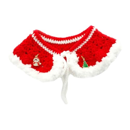 Gralara Gehäkelte Lätzchen-Kätzchen-Halskette, Schal, handgewebter Schal, Weihnachts-Katzen-Bandana-Halsbänder für Kätzchen, rot L von Gralara