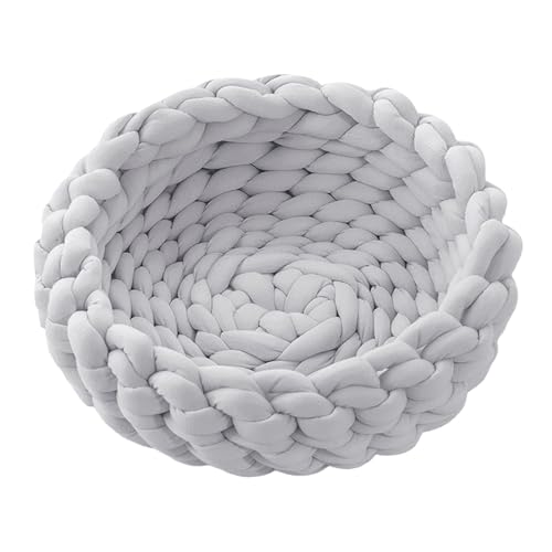 Gralara Gestrickter Katzenbettkorb aus Baumwolle, waschbar, Form, atmungsaktiv, flexibel, langlebig, warm, weich, für kleine und mittelgroße Welpen, Hellgrau Gralara Gestrickter Katzenbettkorb aus Baumwolle, waschbar, Form, atmungsaktiv, flexibel, langlebig, warm, weich, für kleine und mittelgroße Welpen, Hellgrau von Gralara