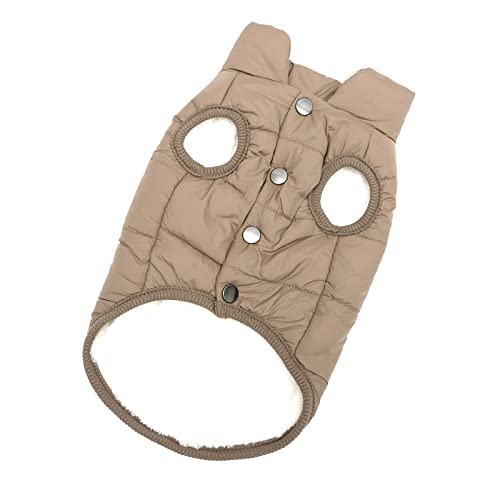 Gralara Haustier Hund Weste Jacke Warme Hundekleidung Bekleidung Mantel Kostüm Ärmellos Weiche Outfits Winddichter Hundewintermantel, für kleine mittelgroße, Brown von Gralara
